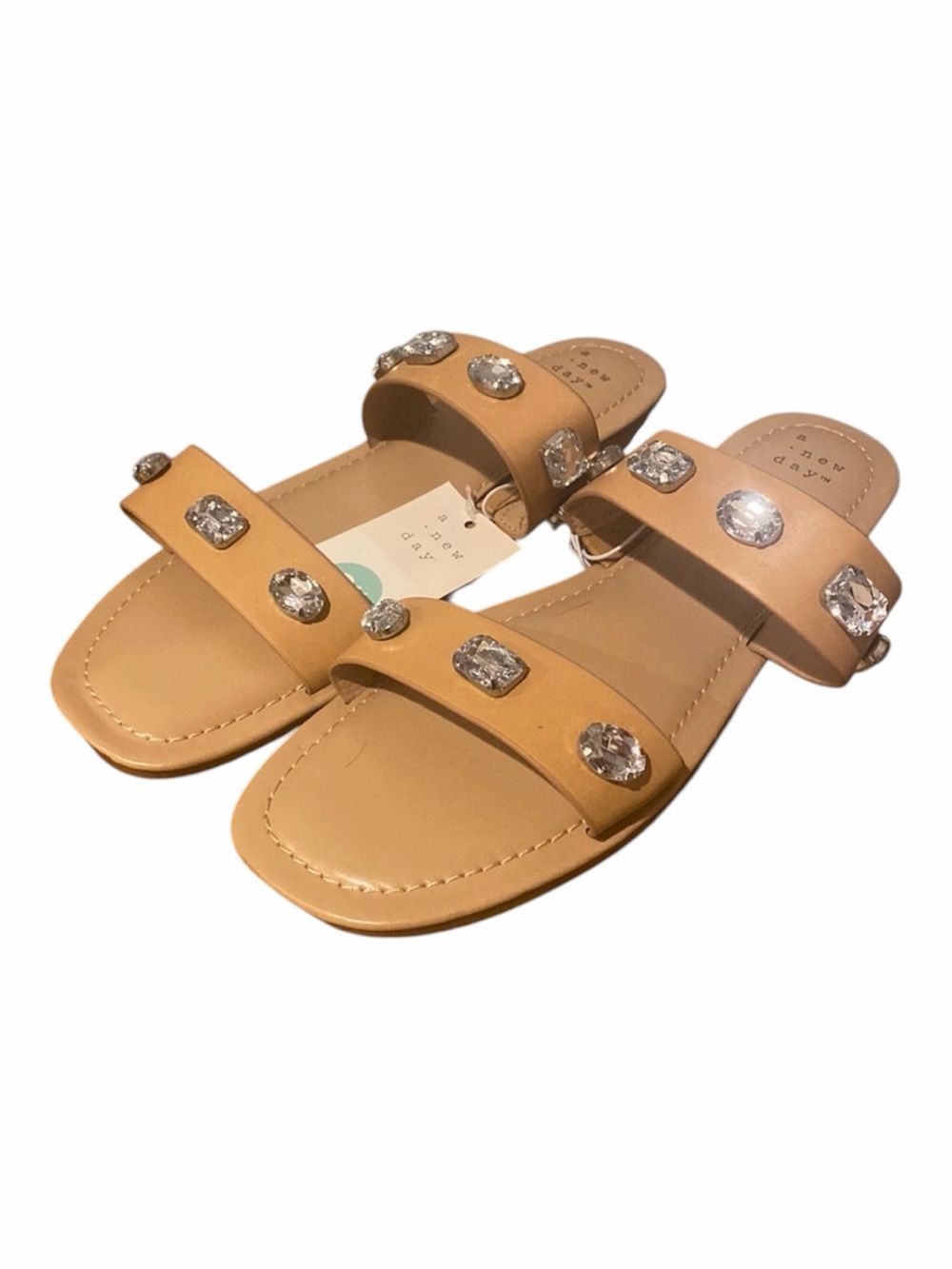 Bejeweled Bling tan sandals NEW
